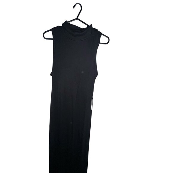 Halara Ribbed Hooded High Neck Sleeveless Cut Out Tie Back 2-Piece Midi Casual D - Picture 13 of 14